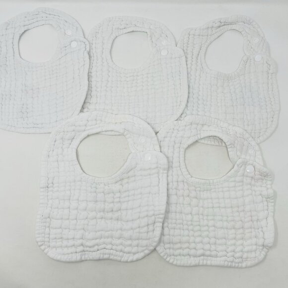 Zainpe Baby Girls 5 Piece Snap Muslin Cotton Absorbent & Soft Feeding Bib 1770 - Picture 5 of 7